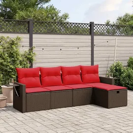 vidaXL Gartensofa-Set 5-tlg. braun Polyrattan