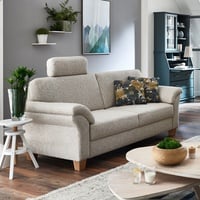 Sofa Borkum 3-Sitzer 3er Couch in Stoff natur mit Federkern 186 cm Landhausstil