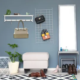 Relaxdays Wandgarderobe mit Ablage Bambus Weiß