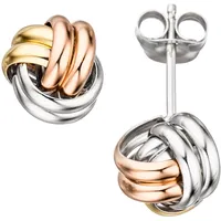Jobo Ohrstecker Knoten 925 Sterling Silber tricolor dreifarbig vergoldet