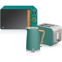 Swan STRP1060GRENEU Set Frühstück Wasserkocher, Breitschlitz-Toaster, Mikrowelle 20L Nordic
