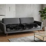 KUHFELL online & NOMAD Fellteppich Island Doppel Lammfell 180x60 cm – Couchauflage aus 2 Fellen schwarz