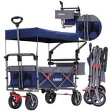 Arebos Bollerwagen Premium faltbar mit Dach, Handwagen (Bollerwagen) blau