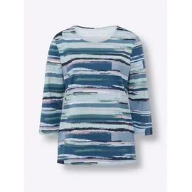 Classic Basics Sieh an! 3/4-Arm-Shirt in jeansblau-kalkmint-bedruckt | Gr.: 48