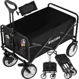 Tectake tectake® Bollerwagen, faltbar, abnehmbarer Stoffeinsatz mit 2 Netztaschen, inklusive Tragetasche, Belastbarkeit 80 kg