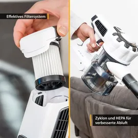 First Austria TZS First Austria Akku Staubsauger, Kabellos, 120 W, 2200 mAh, LED Beleuchtung, 2 Saugstufen, Handstaubsauger, Staubsauger, Beutellos, Grau | Grau