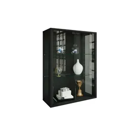 VCM my home Udina Hängevitrine schwarz 2 Fachböden mit Beleuchtung