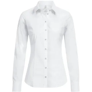 GREIFF Größe 40 Corporate Wear Basic Damen Bluse Lamgarm Slim Fit Kent Kragen Weiß Modell 6510 - 40
