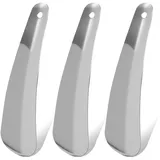 JinRuiCPeng 3 Stück Schuhlöffel Klein aus Edelstahl 16 cm, stabiler Schuhanzieher Metall mit Aufhängeloch, kompakter Shoe Horn für Reise & Alltag, für Damen, Herren, Kinder & Senioren