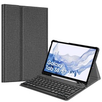 Fintie Tastatur Hülle für Samsung Galaxy Tab S8 11 Zoll 2022 /S7 11 Zoll 2020 Tablet, Keyboard Cover mit Magnetisch Abnehmbarer Deutscher Bluetooth Tastatur, Jeansoptik Dunkelgrau