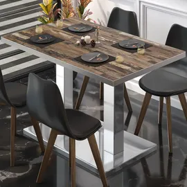 GGM Möbel Bistrotisch 120 x 70 x 75 cm Vintage Old/Edelstahl