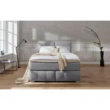 Home Affaire Boxspringbett Wehma, inkl. Topper in 3 verschiedenen Matratzen, auch in Samtstoff grau 150 cm x 213 cm x 54 cm