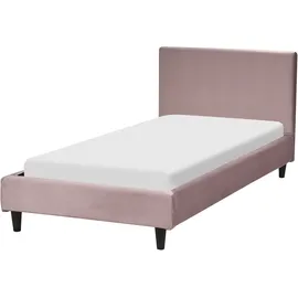 Beliani Bettrahmenbezug Samtstoff 90 x 200 cm Rosa