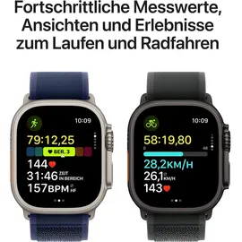 Apple Watch Ultra 2 GPS + Cellular 49 mm Titangehäuse natur, Trail Loop Armband blau M/L