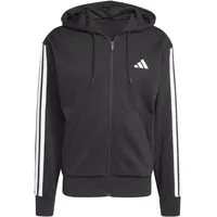 adidas Essentials 3-Streifen Fleece Reißverschlusspullover Black / White XL