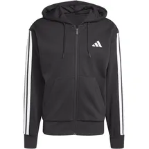 adidas Essentials 3-Streifen Fleece Reißverschlusspullover Black / White XL