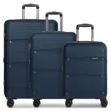 d & n d&n Travel Line 4300-Plus 4 Rollen Kofferset 3-teilig mit Dehnfalte dark blue