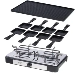 Adler AD 6616 Raclette Elektrogrill Tisch, 1400 W, Schwarz/Edelstahl (AD 6616)