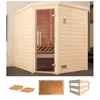 Sauna WEKA Turku Eck 1, beige (natur), ohne Ofen, (ohne Ofen), Saunen, ohne Ofen