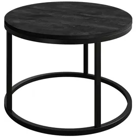 Lukmebel Couchtisch, CIRI, 60x60x42cm, rund, schwarz und dunkler Beton