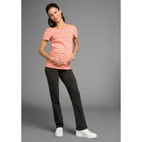 NEUN MONATE Umstandsshirt in aprikot geringelt, + schwarz | Gr.: 40/42,