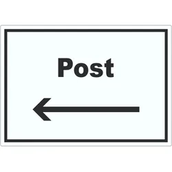 HB-Druck Post Aufkleber mit Text und Richtungspfeil links Annahme Brief Paket waagerecht A6 (105x148mm)