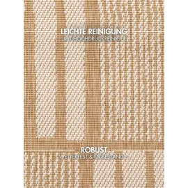 Ted Baker Flachgewebe Teppich Allington - Wendeteppich Outdoor geeignet, Pflegeleichter Wohnzimmerteppich, Modern, Streifen Muster für Wohnzimmer, Terrasse, Esszimmer, Balkon - Jute Weiß, 200x300 cm
