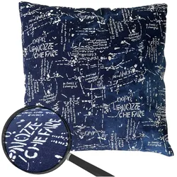 Zierkissen Schrift, Sofakissen Deko-Kissen mit Füllung, blau Glanz-Effekt 45x45cm