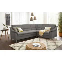 Ecksofa SIT & MORE "Cardoso L-Form", grau, B:249cm H:90cm T:209cm, Flachgewebe (100% Polyester), Struktur (100% Polyester), Luxus-Microfaser (90% Polyester, 10% Polyamid), Sofas, mit Federkern, wahlweise mit Bettfunktion und Schubkasten