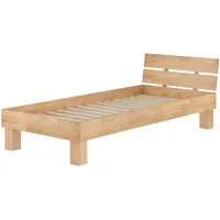 Erst-Holz Bett Holzbett 100x220 Überlänge Buche massiv V-60.80-10-220, Ausstattung:Rollrost