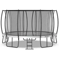 BSPORTY Outdoor-Trampolin 305 cm mit Sicherheitsnetz, 5 verstärkten W-förmigen Standbeinen und Netzstangen aus Stahl mit Schutzhüllen – ASTM-zertifiziertes Freizeittrampolin für Kinder und Erwachsene