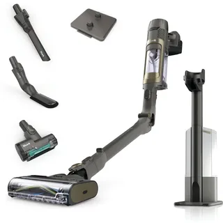 Shark PowerDetect Clean und Empty Akku-Staubsauger, PowerFins Detect, Reverse Clean, 2L Selbstentleerstation, Anti-Hair Wrap Plus, 70 Min, leicht, Tierhaar- ,Multi-Oberflächen-Aufsätze, Grau IP3225EUT