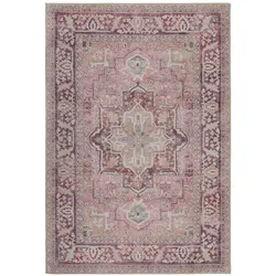 Kadima Design Maschinenwaschbarer Traditioneller Vintage-Teppich aus recycelten Fasern, rutschfest - `Hald`. Farbe: Rosa, 120x170 cm
