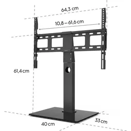 Hama TV-Standfuß 165 cm Schwarz Glas/Metall