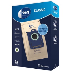 Electrolux Electrolux/AEG E200S s-Bag Staubsaugerbeutel Classic (5 Staubbeutel für dauerhaft hohe Saugleistung, optimale Filtration, Hygieneverschluss, hochwertige Papierbeutel, braun)