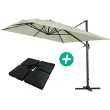 Habitat Et Jardin - Ampelschirm aus Alu 'Sun 4' - Rechteckig - 3 x 4 m - Ecru - Platten zur Beschwerung inbegriffen