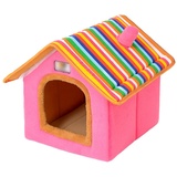 LvRao Haustier Haus Hund Katze Plüsch Bett Höhlenbett Faltbar abnehmbar Klein Hundehaus Hundehöhle Kuschelhöhle (Rosa, S)