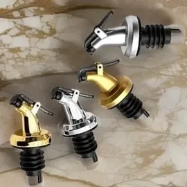 layba Ausgießer für Flaschen Silber Glanz mit Verschlusskappe aus Kunststoff in 10er Set