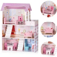 Chipolino Holzpuppenhaus 7-teilig rosa