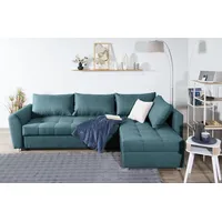 Ecksofa COLLECTION AB, blau (petrol), B:250cm H:42cm T:161cm, 100%Polyester, Sofas, Ecksofa,Bettfunktion,Bettkasten,Bonnelfederkern, Rückenkissen