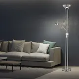 Stehlampe Wohnzimmer Deckenfluter LED dimmbar mit Leselampe Stehlampe mit Leselampe, Metall Glas , 2x LED 23 Watt 2600Lm warmweiß, LxBxH 24,5x50x180 cm