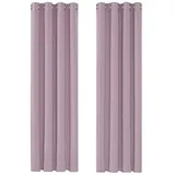 Deconovo Single Blackout Curtains Thermo-Verdunkelungsvorhänge für Schlafzimmer, Polyester, 140 x 260, 2