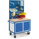 Rollcart Werkstattwagen 07-4307L2S1, Stahl-Schubladenschrank, 2xLochplatten, 1xSchlitzplatte, Ladefläche: 1150x700mm, Tragkraft: 600kg