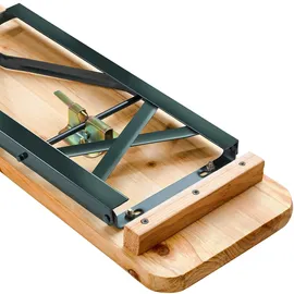 Tectake tectake® Bierzeltgarnitur Ludwig 3-tlg. klappbar, mit Sonnenschirmhalterung, beschichtetes Stahlgestell mit soliden Scharnieren, Holzlackierung mit Klarlack