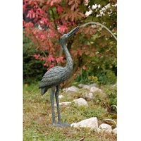 Teichfigur Wasserspeier Reiher Bronze HxBxT 55 x 12 x 32 cm