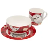 HARRY POTTER Frühstücksset Hedwig Eule Geschirr Set 3-teilig in rot | Gr.: onesize