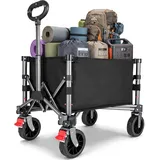 YEAUPE PRO Bollerwagen Faltbar, 70L 80KG Klein Faltbarer Handwagen mit Seitlichem Reißverschluss & Höhenverstellbarem Griff, Gartenwagen für Hunde, Einkaufen, Camping, Transport & Outdoor