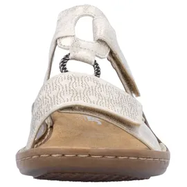 Rieker Pantolette RIEKER, Damen, Gr. 38, beige (creme), Lederimitat, metallic, Schuhe, Sommerschuh, Strandschuh, Klettschuh mit Perforation