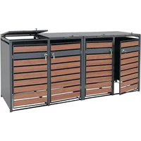 Mendler XL 4er/8er-Mülltonnenverkleidung HWC-J81, Mülltonnenbox, Metall 118kg anthrazit ~