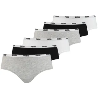 Puma Hipster 6er Pack - Soft Cotton Stretch, ECOM Grau/Weiß/Schwarz M